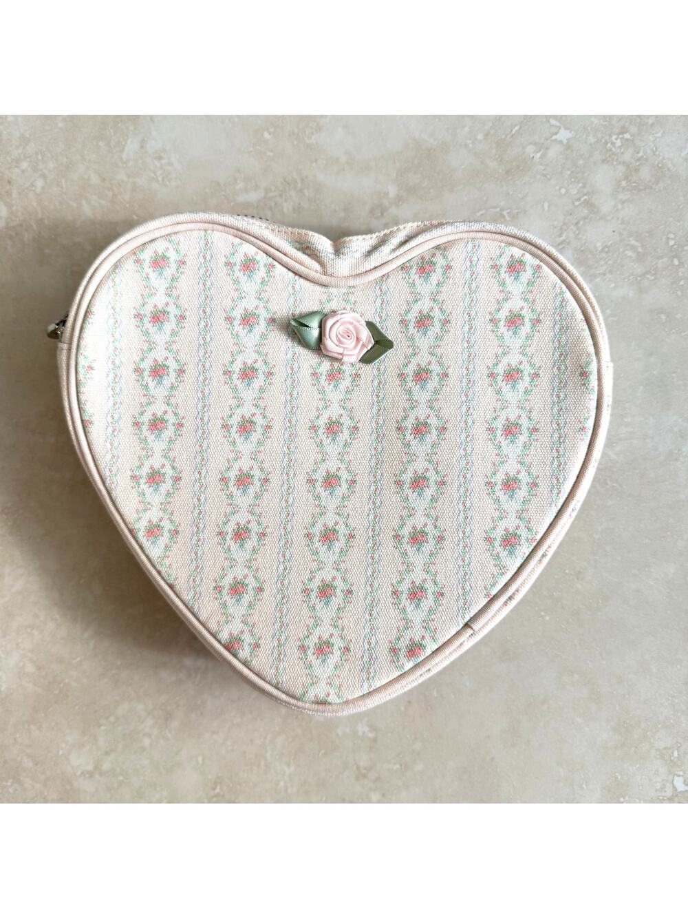 RARE NWOT Stoney Clover Lane Love Shack Fancy Heart Floral Pouch Clutch Cottage